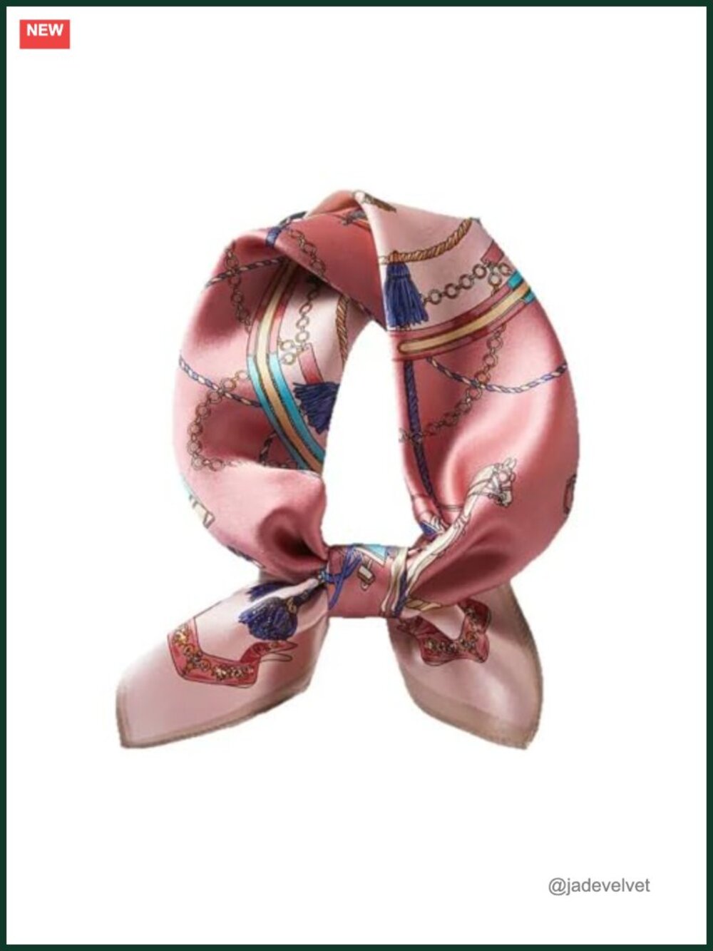 100% Pure Mulberry Silk Small Square Scarf - 21x21 Digital Printed Neckerchief